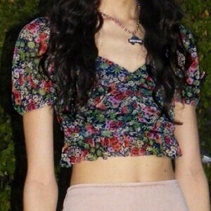 Urban Outfitters Multicolor Floral Crop Blouse